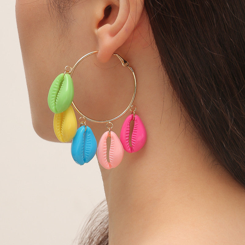 Wholesale Colored Scallop Hoop Earrings